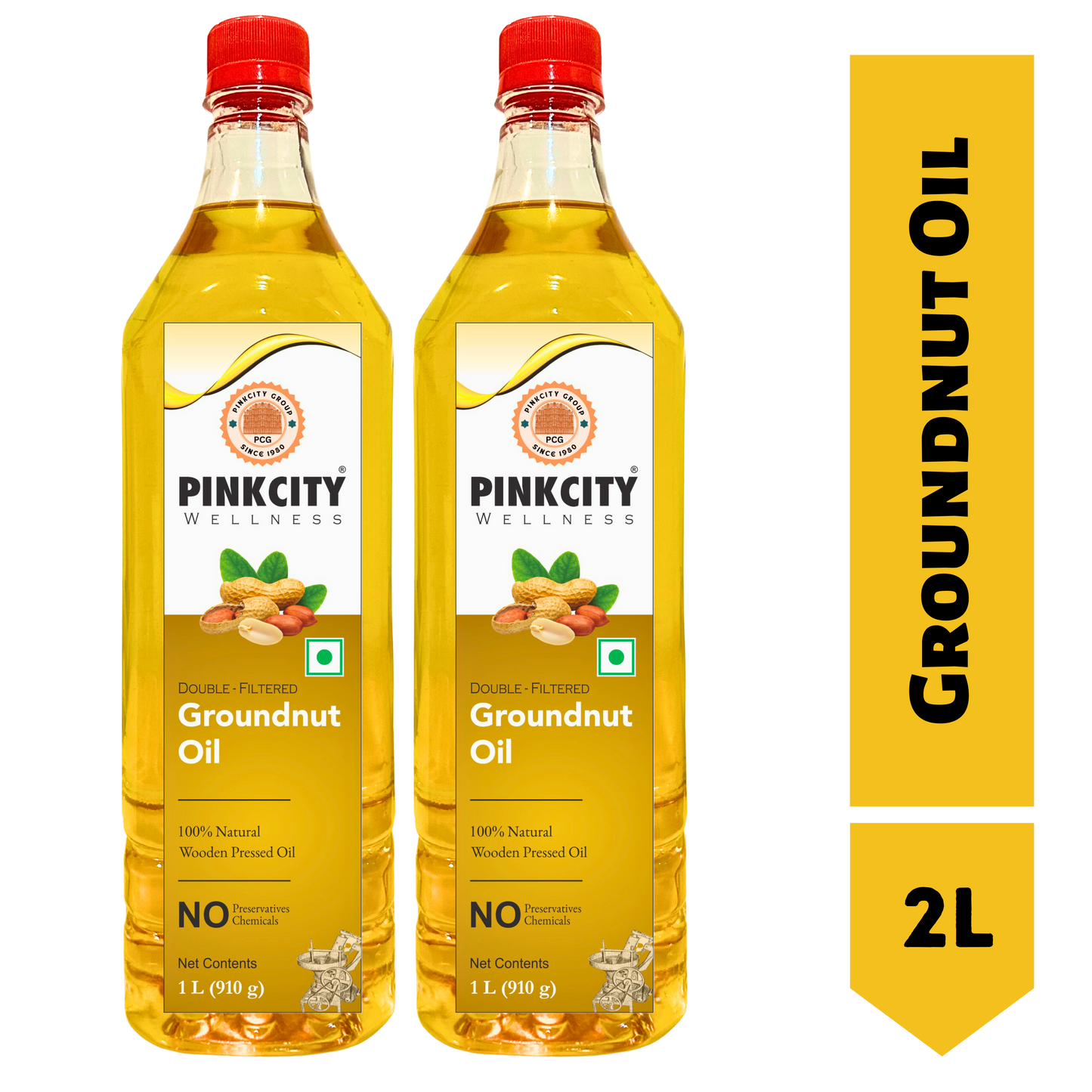Pinkcity Wellness Wooden Cold Pressed Groundnut Oil 2 Litre | Peanut Oil