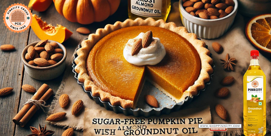 sugar-free pumpkin pie, almond crust, groundnut oil, healthy dessert, fall recipes