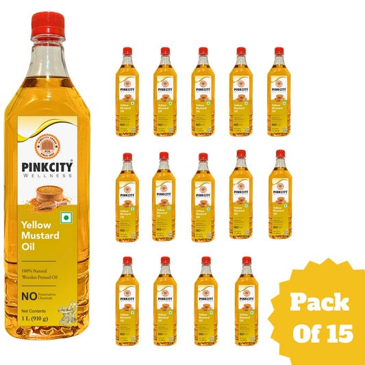 Pinkcity Wellness Wooden Cold Pressed Yellow Mustard Oil 15 Litres