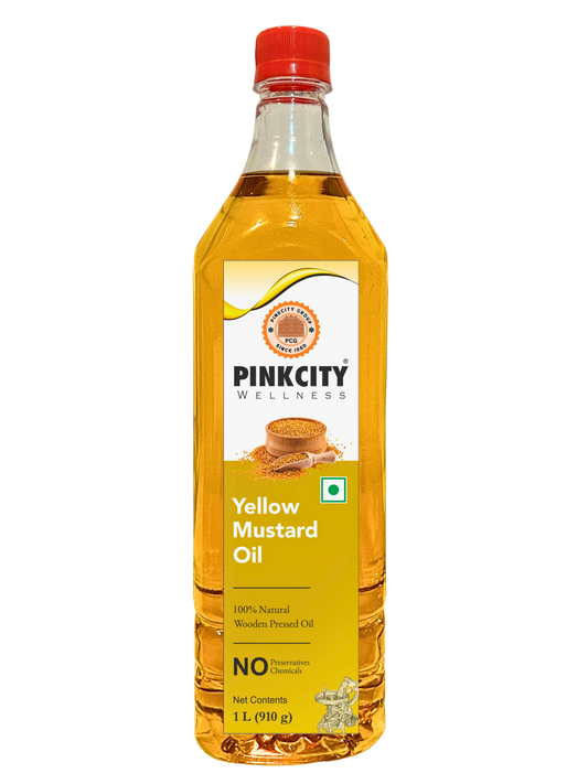 Pinkcity Wellness Wooden Cold Pressed Yellow Mustard Oil 1 Litre