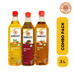 Pinkcity Super Combo 3 Litre | Sesame Oil | Groundnut Oil | Mustard Oil | Pack of 1 Litre each