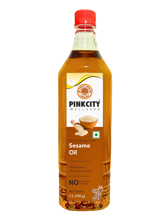 Pinkcity Wellness Wooden Cold Pressed Sesame Oil 1 Litre | Gingelly Oil | Til Oil